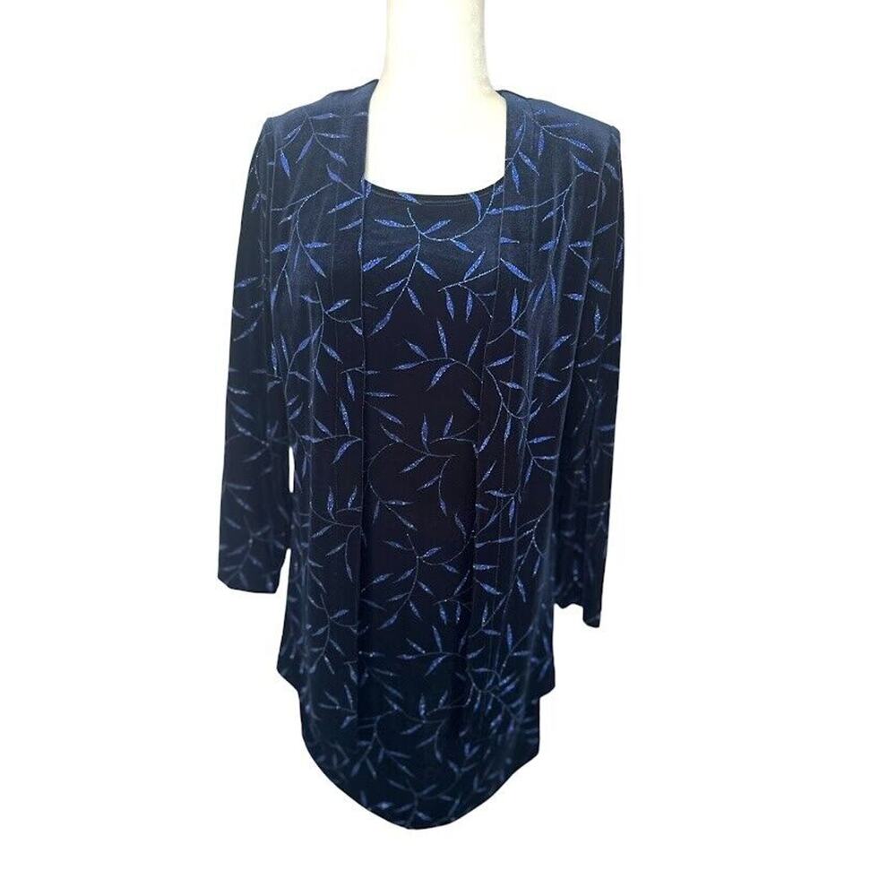 Teddi Evening Vintage Dress Long Sleeve Velvet Stretchy Glitter Print Short 90's